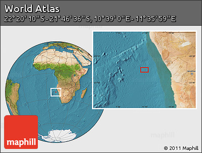 Satellite Location Map of the Area around 22° 3' 23" S, 11° 7' 30" E