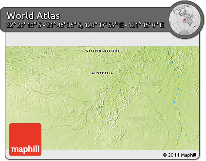 Physical 3D Map of the Area around 22° 3' 23" S, 120° 46' 30" E