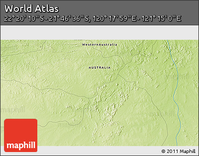 Physical 3D Map of the Area around 22° 3' 23" S, 120° 46' 30" E