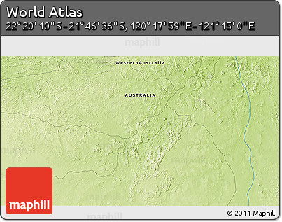 Physical 3D Map of the Area around 22° 3' 23" S, 120° 46' 30" E