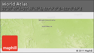 Physical Panoramic Map of the Area around 22° 3' 23" S, 121° 37' 30" E