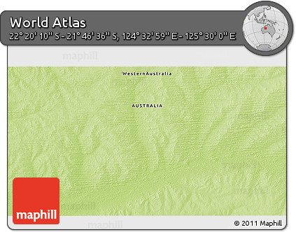 Physical 3D Map of the Area around 22° 3' 23" S, 125° 1' 30" E