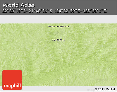 Physical 3D Map of the Area around 22° 3' 23" S, 125° 1' 30" E