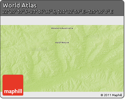 Physical 3D Map of the Area around 22° 3' 23" S, 125° 1' 30" E
