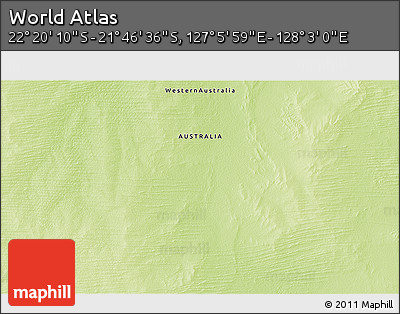 Physical 3D Map of the Area around 22° 3' 23" S, 127° 34' 30" E