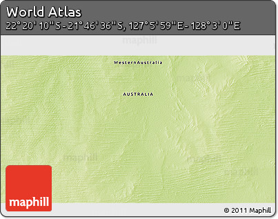 Physical 3D Map of the Area around 22° 3' 23" S, 127° 34' 30" E