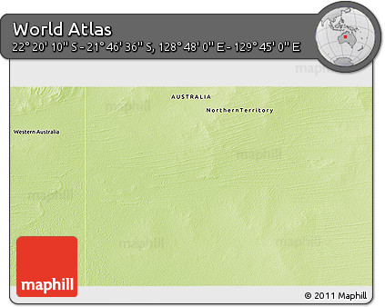 Physical 3D Map of the Area around 22° 3' 23" S, 129° 16' 30" E
