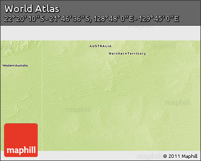 Physical 3D Map of the Area around 22° 3' 23" S, 129° 16' 30" E