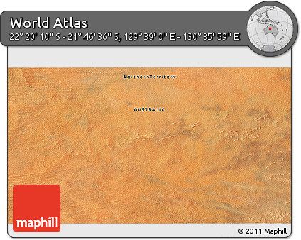 Satellite 3D Map of the Area around 22° 3' 23" S, 130° 7' 30" E
