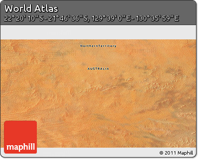 Satellite 3D Map of the Area around 22° 3' 23" S, 130° 7' 30" E