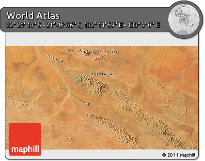 Satellite 3D Map of the Area around 22° 3' 23" S, 132° 40' 30" E