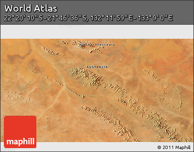 Satellite 3D Map of the Area around 22° 3' 23" S, 132° 40' 30" E