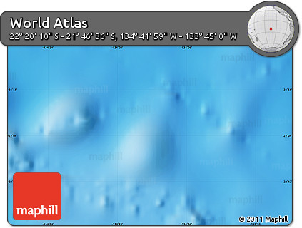 Physical Map of the Area around 22° 3' 23" S, 134° 13' 29" W