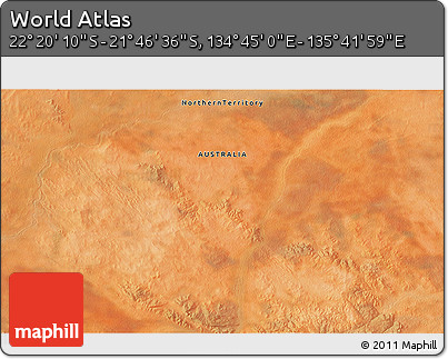 Satellite 3D Map of the Area around 22° 3' 23" S, 135° 13' 29" E