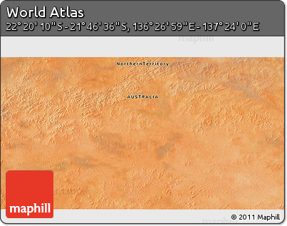 Satellite 3D Map of the Area around 22° 3' 23" S, 136° 55' 30" E