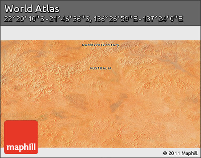 Satellite 3D Map of the Area around 22° 3' 23" S, 136° 55' 30" E