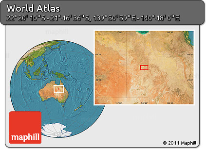 Satellite Location Map of the Area around 22° 3' 23" S, 140° 19' 29" E