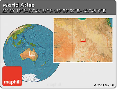 Satellite Location Map of the Area around 22° 3' 23" S, 140° 19' 29" E