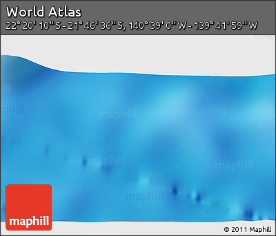 Physical 3D Map of the Area around 22° 3' 23" S, 140° 10' 30" W