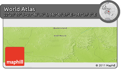 Physical Panoramic Map of the Area around 22° 3' 23" S, 141° 10' 30" E