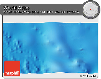 Physical 3D Map of the Area around 22° 3' 23" S, 144° 25' 30" W