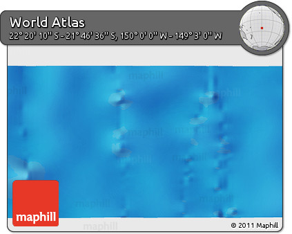 Physical 3D Map of the Area around 22° 3' 23" S, 149° 31' 30" W