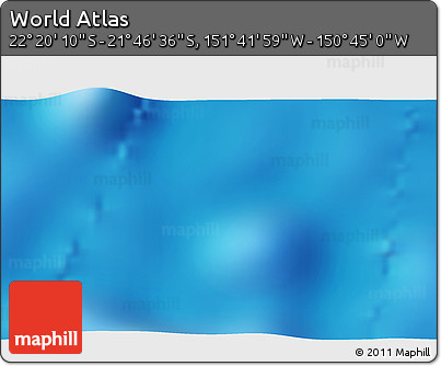 Shaded Relief 3D Map of the Area around 22° 3' 23" S, 151° 13' 29" W