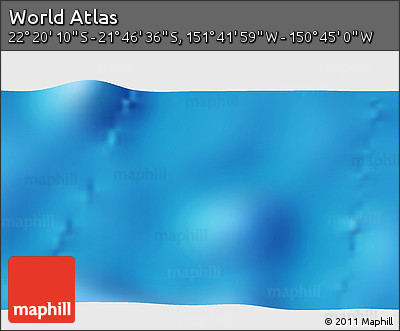 Shaded Relief 3D Map of the Area around 22° 3' 23" S, 151° 13' 29" W