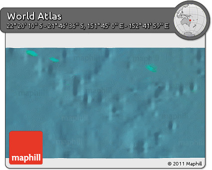 Satellite 3D Map of the Area around 22° 3' 23" S, 152° 13' 29" E