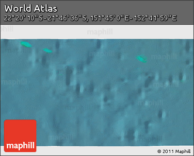 Satellite 3D Map of the Area around 22° 3' 23" S, 152° 13' 29" E