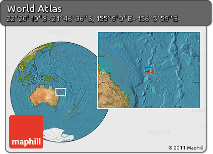 Satellite Location Map of the Area around 22° 3' 23" S, 155° 37' 30" E