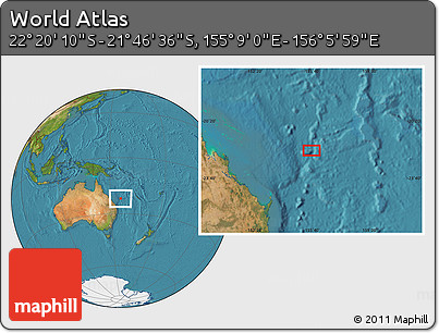 Satellite Location Map of the Area around 22° 3' 23" S, 155° 37' 30" E