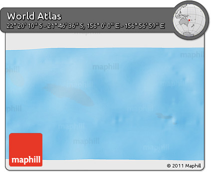 Physical 3D Map of the Area around 22° 3' 23" S, 156° 28' 29" E