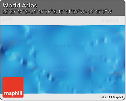 Physical 3D Map of the Area around 22° 3' 23" S, 15° 13' 29" W