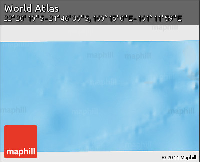 Physical 3D Map of the Area around 22° 3' 23" S, 160° 43' 29" E