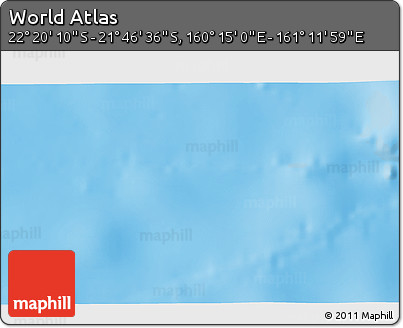 Physical 3D Map of the Area around 22° 3' 23" S, 160° 43' 29" E