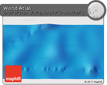 Physical 3D Map of the Area around 22° 3' 23" S, 161° 25' 30" W