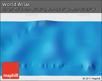 Physical 3D Map of the Area around 22° 3' 23" S, 161° 25' 30" W