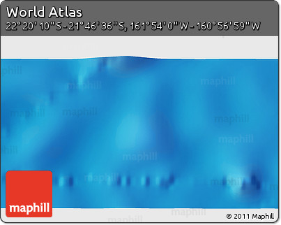 Physical 3D Map of the Area around 22° 3' 23" S, 161° 25' 30" W
