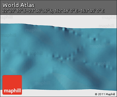 Satellite 3D Map of the Area around 22° 3' 23" S, 163° 16' 30" E