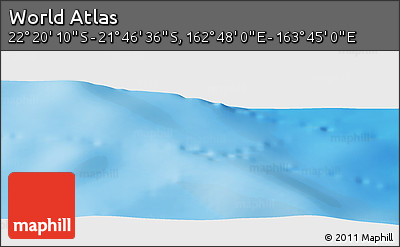 Physical Panoramic Map of the Area around 22° 3' 23" S, 163° 16' 30" E