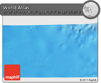 Physical 3D Map of the Area around 22° 3' 23" S, 164° 58' 29" E
