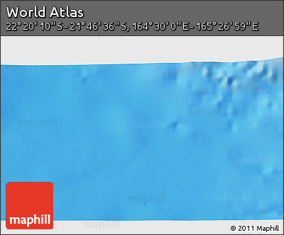Physical 3D Map of the Area around 22° 3' 23" S, 164° 58' 29" E