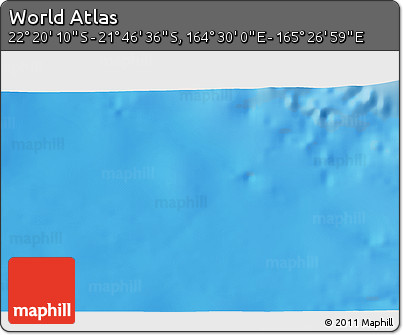 Physical 3D Map of the Area around 22° 3' 23" S, 164° 58' 29" E