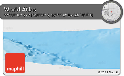 Physical Panoramic Map of the Area around 22° 3' 23" S, 167° 31' 30" E
