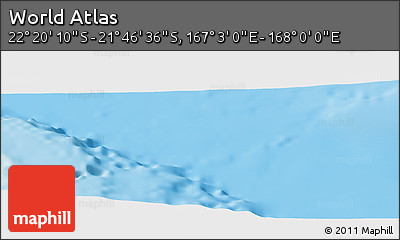 Physical Panoramic Map of the Area around 22° 3' 23" S, 167° 31' 30" E