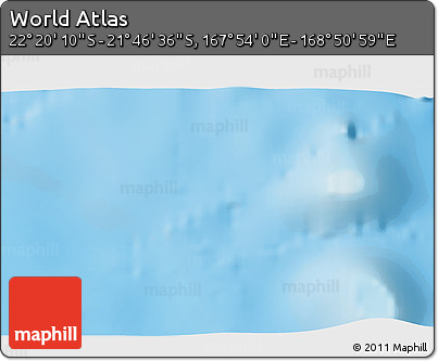 Physical 3D Map of the Area around 22° 3' 23" S, 168° 22' 30" E