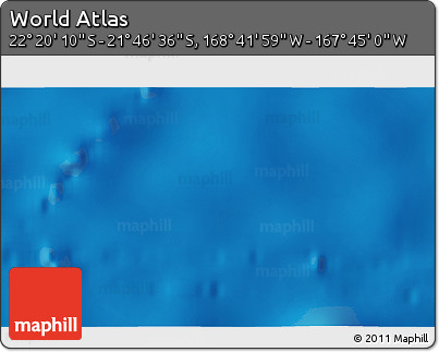 Physical 3D Map of the Area around 22° 3' 23" S, 168° 13' 29" W