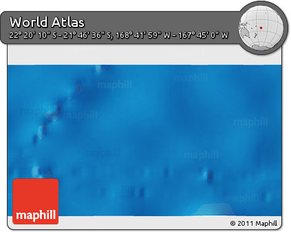 Shaded Relief 3D Map of the Area around 22° 3' 23" S, 168° 13' 29" W