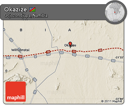 Shaded Relief Map of Okazize